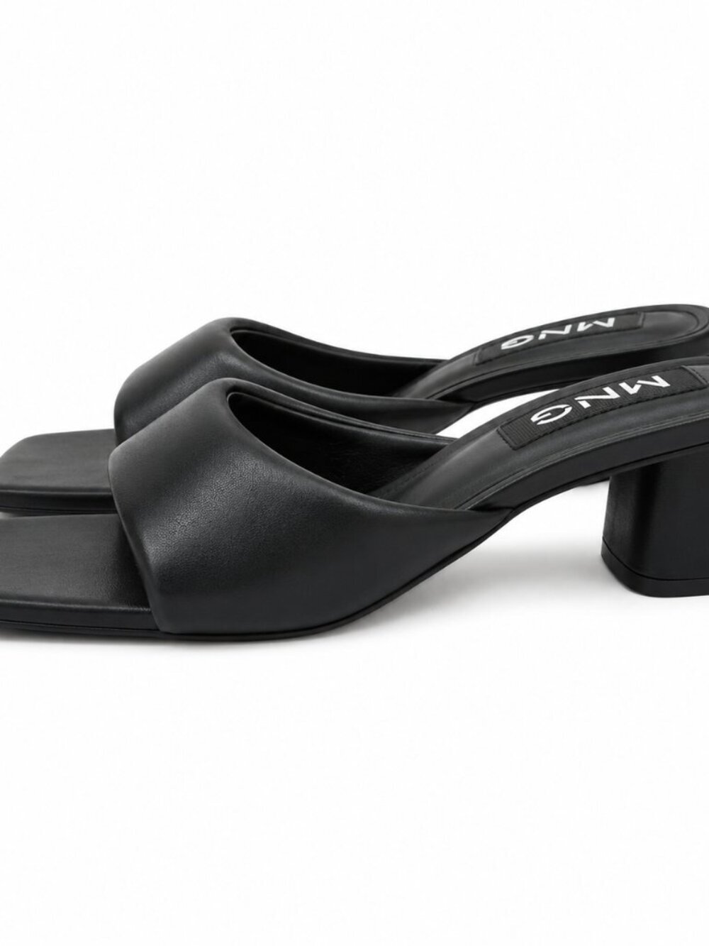 Mango Square Toe Kitten Heel Sandals Black (Size EU 38/US 7.5) - Picture 2 of 5